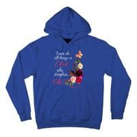 Christian Bible Verse Floral Butterfly Philippians 4:13 Cute Gift Tall Hoodie