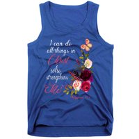 Christian Bible Verse Floral Butterfly Philippians 4:13 Cute Gift Tank Top