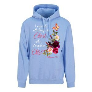 Christian Bible Verse Floral Butterfly Philippians 4:13 Cute Gift Unisex Surf Hoodie