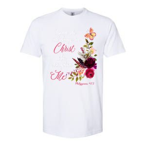 Christian Bible Verse Floral Butterfly Philippians 4:13 Cute Gift Softstyle CVC T-Shirt