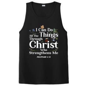 Christian Bible Verse Philippians 4:13 Flower Butterfly Cute Gift PosiCharge Competitor Tank