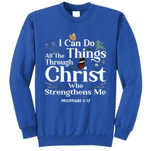 Christian Bible Verse Philippians 4:13 Flower Butterfly Cute Gift Sweatshirt