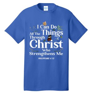 Christian Bible Verse Philippians 4:13 Flower Butterfly Cute Gift Tall T-Shirt