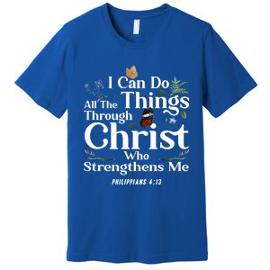 Christian Bible Verse Philippians 4:13 Flower Butterfly Cute Gift Premium T-Shirt