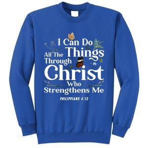 Christian Bible Verse Philippians 4:13 Flower Butterfly Cute Gift Tall Sweatshirt