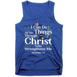 Christian Bible Verse Philippians 4:13 Flower Butterfly Cute Gift Tank Top