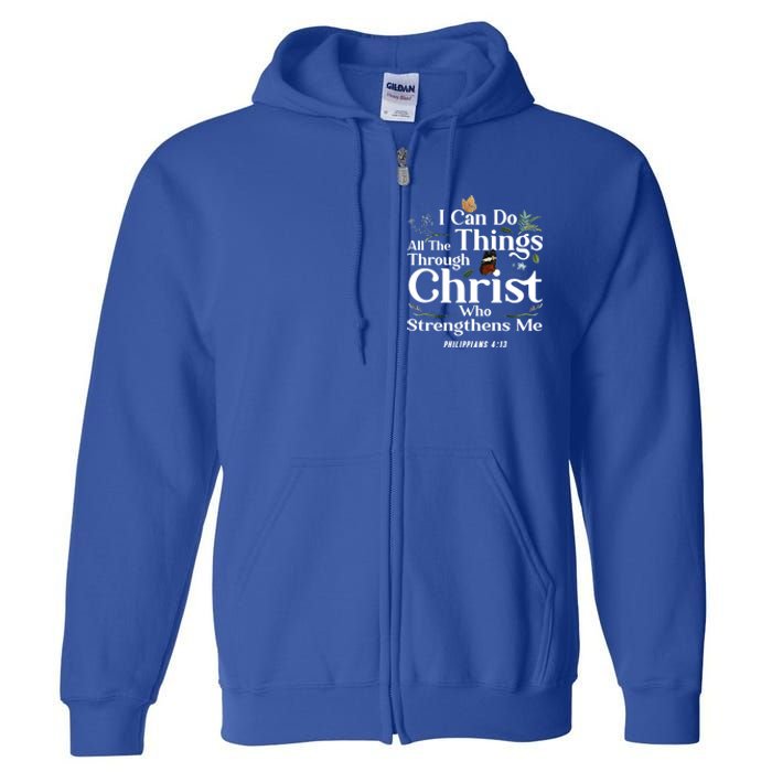 Christian Bible Verse Philippians 4:13 Flower Butterfly Cute Gift Full Zip Hoodie