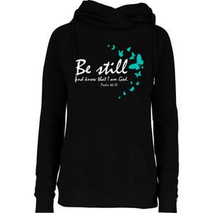 Christian Bible Verse Gifts Religious Butterfly Be Still God Womens Funnel Neck Pullover Hood