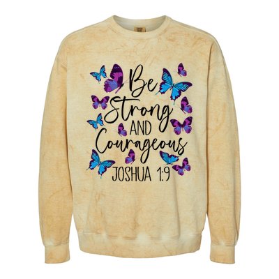 Christian Bible Verse Be Strong Joshua 1:9 Butterfly Colorblast Crewneck Sweatshirt