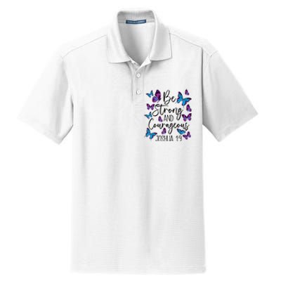 Christian Bible Verse Be Strong Joshua 1:9 Butterfly Dry Zone Grid Polo