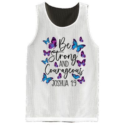 Christian Bible Verse Be Strong Joshua 1:9 Butterfly Mesh Reversible Basketball Jersey Tank