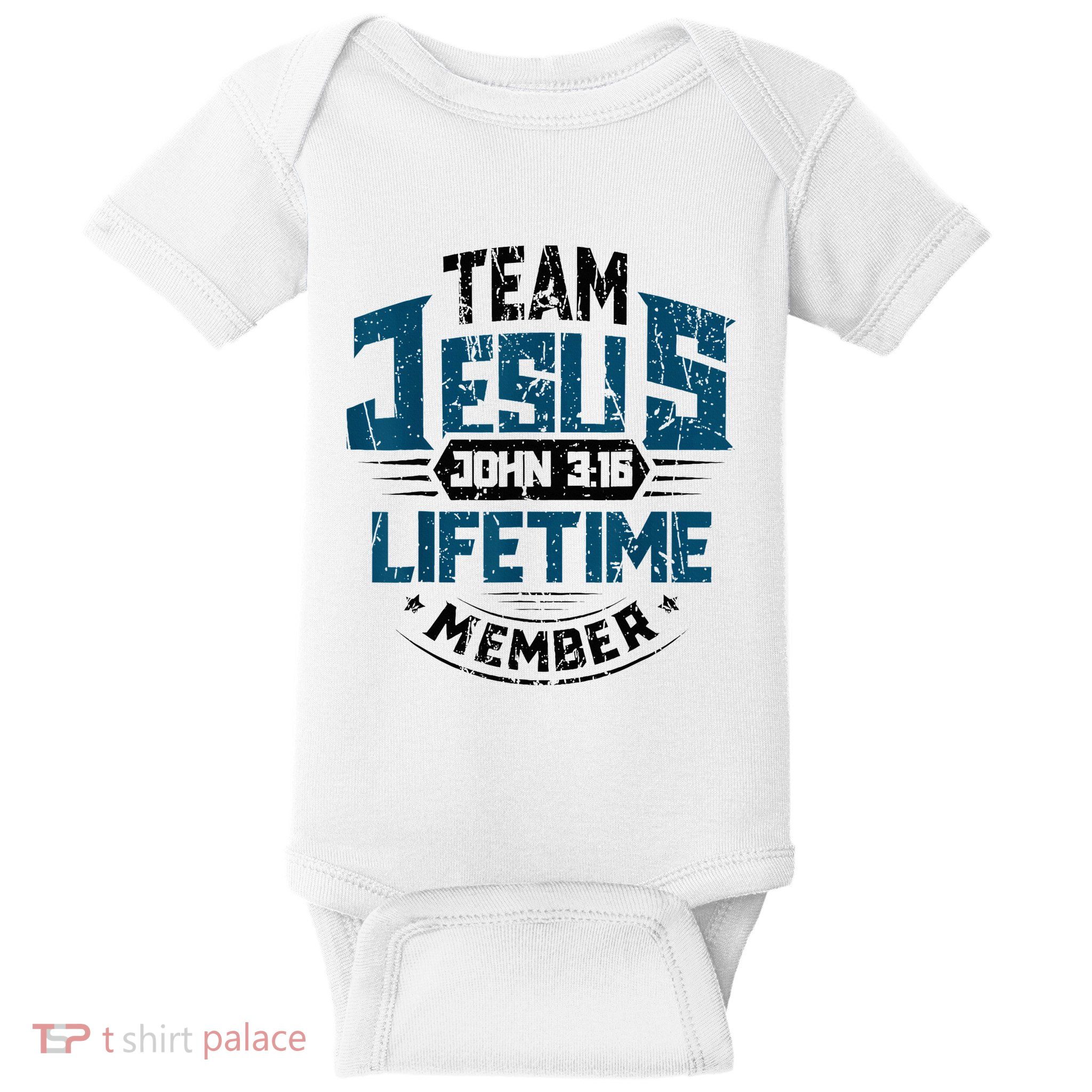Christian Bible Verse Team Jesus Lifetime Member Scripture Baby Bodysuit