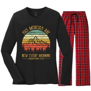 Christian Bible Verse His Mercies Are New Every Morning  Women's Long Sleeve Flannel Pajama Set 