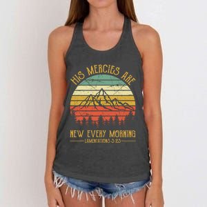 Christian Bible Verse His Mercies Are New Every Morning  Women's Knotted Racerback Tank