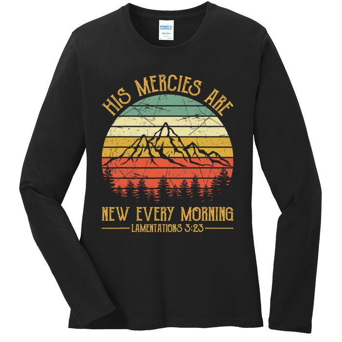 Christian Bible Verse His Mercies Are New Every Morning  Ladies Long Sleeve Shirt