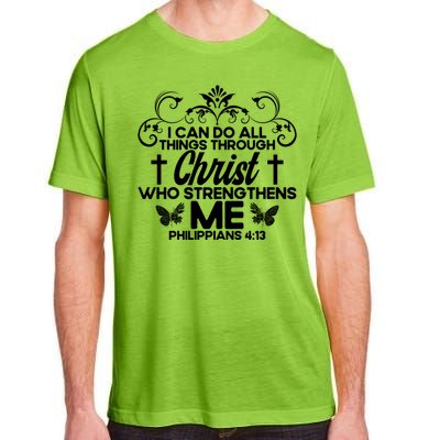 Christian Bible Verse Philippians 4:13 Flower Butterfly Gift Adult ChromaSoft Performance T-Shirt