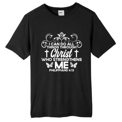 Christian Bible Verse Philippians 4:13 Flower Butterfly Gift Tall Fusion ChromaSoft Performance T-Shirt