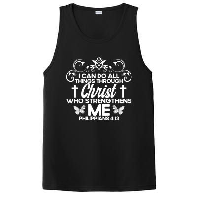 Christian Bible Verse Philippians 4:13 Flower Butterfly Gift PosiCharge Competitor Tank