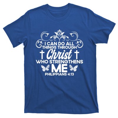 Christian Bible Verse Philippians 4:13 Flower Butterfly Gift T-Shirt