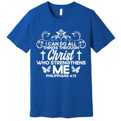 Christian Bible Verse Philippians 4:13 Flower Butterfly Gift Premium T-Shirt