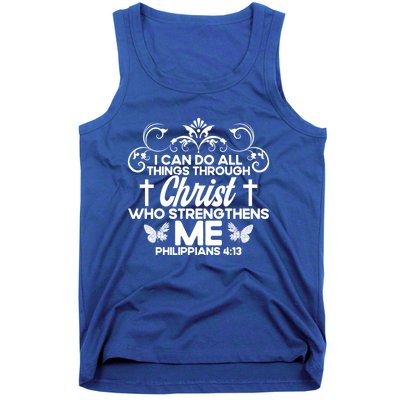 Christian Bible Verse Philippians 4:13 Flower Butterfly Gift Tank Top