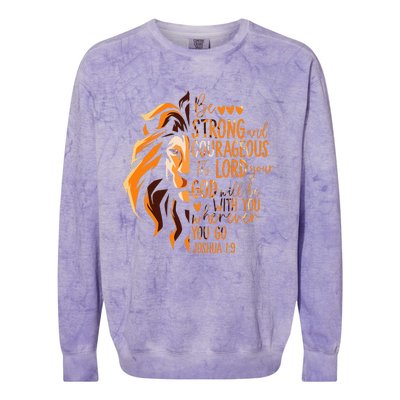 Christian Bible Verse Joshua 19 Lion Colorblast Crewneck Sweatshirt