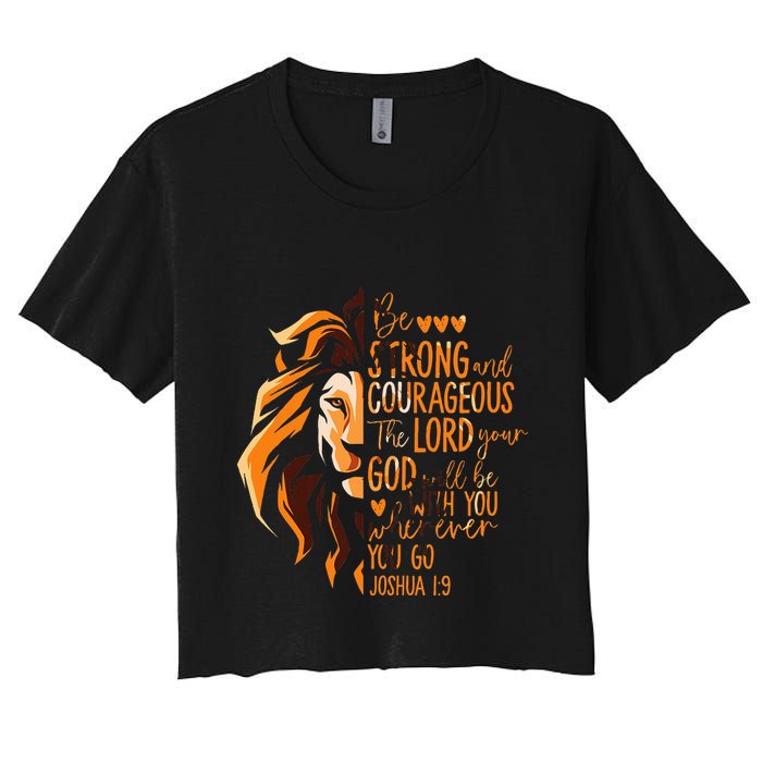 Christian Bible Verse Joshua 19 Lion Women's Crop Top Tee