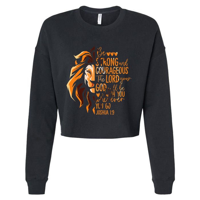 Christian Bible Verse Joshua 19 Lion Cropped Pullover Crew