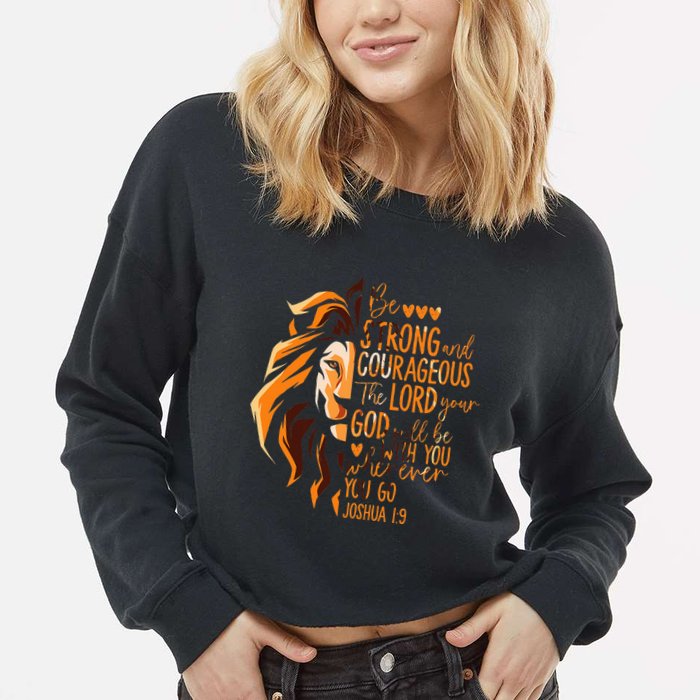 Christian Bible Verse Joshua 19 Lion Cropped Pullover Crew
