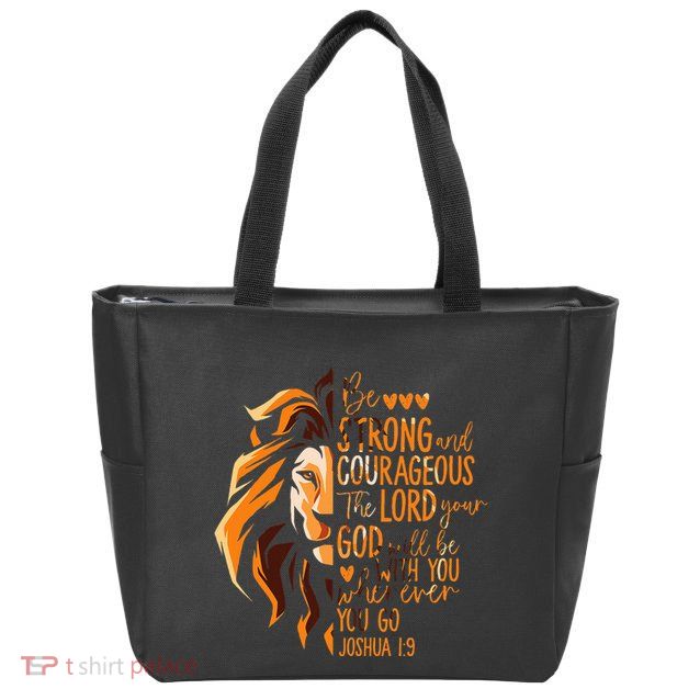 Christian Bible Verse Joshua 19 Lion Zip Tote Bag