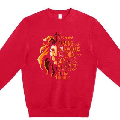 Christian Bible Verse Joshua 19 Lion Premium Crewneck Sweatshirt