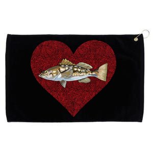 Calico Bass Valentines Day Fish Love Fingerprint Great Gift Grommeted Golf Towel