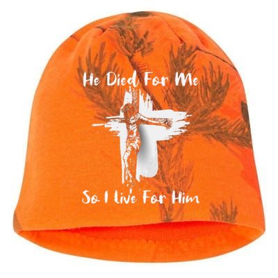 Christian Bible Verse Jesus Died For Me Kati - Camo Knit Beanie