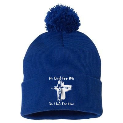 Christian Bible Verse Jesus Died For Me Pom Pom 12in Knit Beanie