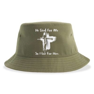 Christian Bible Verse Jesus Died For Me Sustainable Bucket Hat