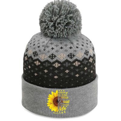 Christian Bible Verse Philippians 4:13 Funny Gift Sunflower Meaningful Gift The Baniff Cuffed Pom Beanie