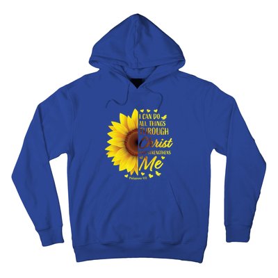 Christian Bible Verse Philippians 4:13 Funny Gift Sunflower Meaningful Gift Hoodie