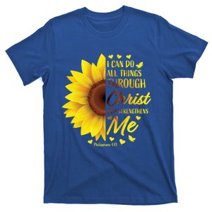 Christian Bible Verse Philippians 4:13 Funny Gift Sunflower Meaningful Gift T-Shirt