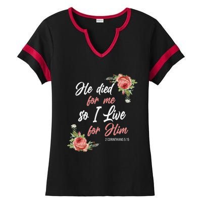 Christian Bible Verse 2 Corinthians 515 Rose Flower Ladies Halftime Notch Neck Tee