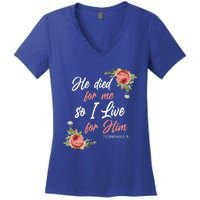 Christian Bible Verse 2 Corinthians 515 Rose Flower Women's V-Neck T-Shirt