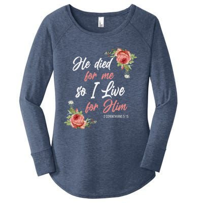 Christian Bible Verse 2 Corinthians 515 Rose Flower Women's Perfect Tri Tunic Long Sleeve Shirt