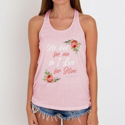 Christian Bible Verse 2 Corinthians 515 Rose Flower Women's Knotted Racerback Tank