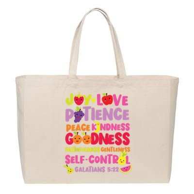 Christian Bible Verse Fruit Of The Spirit Galatians Cotton Canvas Jumbo Tote