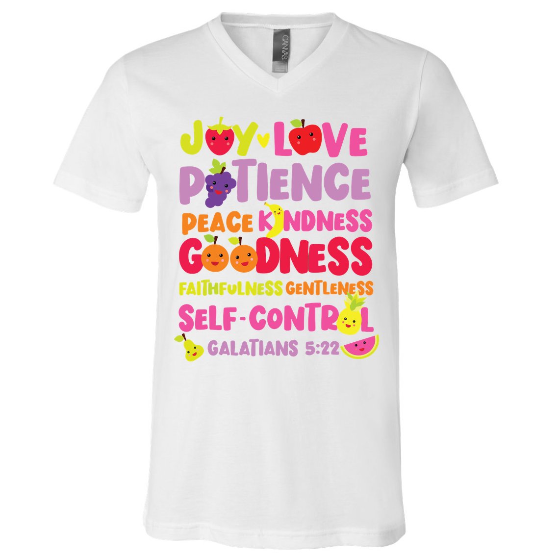 Christian Bible Verse Fruit Of The Spirit Galatians V-Neck T-Shirt