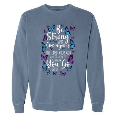 Christian Bible Verse Quote Butterfly Joshua 19 Garment-Dyed Sweatshirt