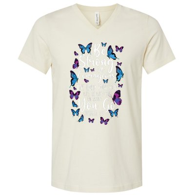 Christian Bible Verse Quote Butterfly Joshua 19 V-Neck T-Shirt