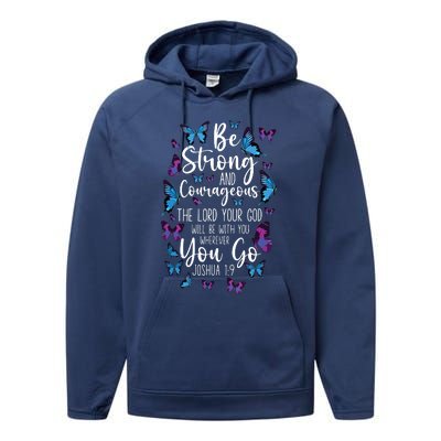 Christian Bible Verse Quote Butterfly Joshua 19 Performance Fleece Hoodie