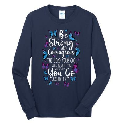 Christian Bible Verse Quote Butterfly Joshua 19 Tall Long Sleeve T-Shirt