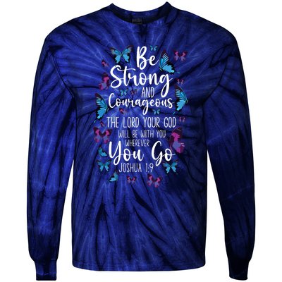 Christian Bible Verse Quote Butterfly Joshua 19 Tie-Dye Long Sleeve Shirt