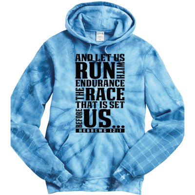 Christian Bible Verse Let Us Run With Endurance Running Gift Tie Dye Hoodie